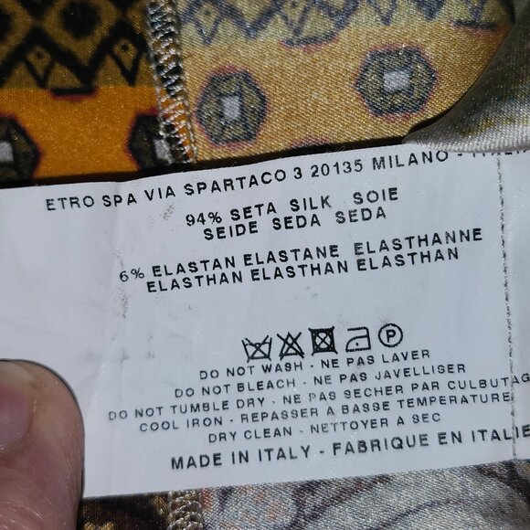 ETRO Silk Top Stretch Tank Invisible Zipper Criss Cross Chest Ruched Size 42 - Picture 5 of 7